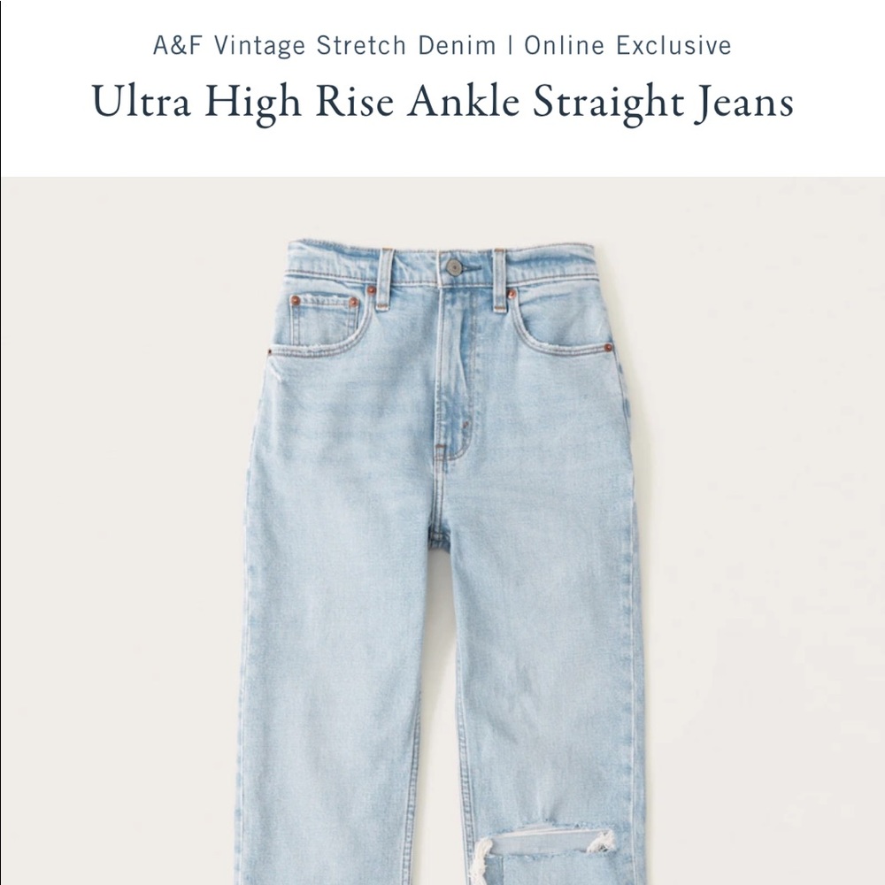 Abercrombie Ultra High Rise Ankle Straight Jeans.